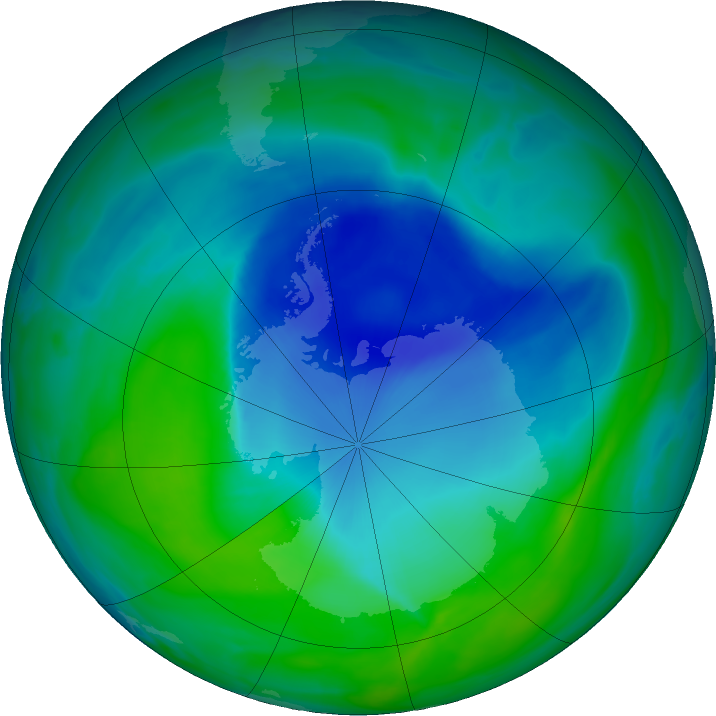Antarctic ozone map for 14 December 2021